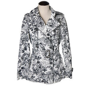 Vtg Y2K Rampage Trench Coat Jacket M Floral Coquette Romantic Cottage Fairy